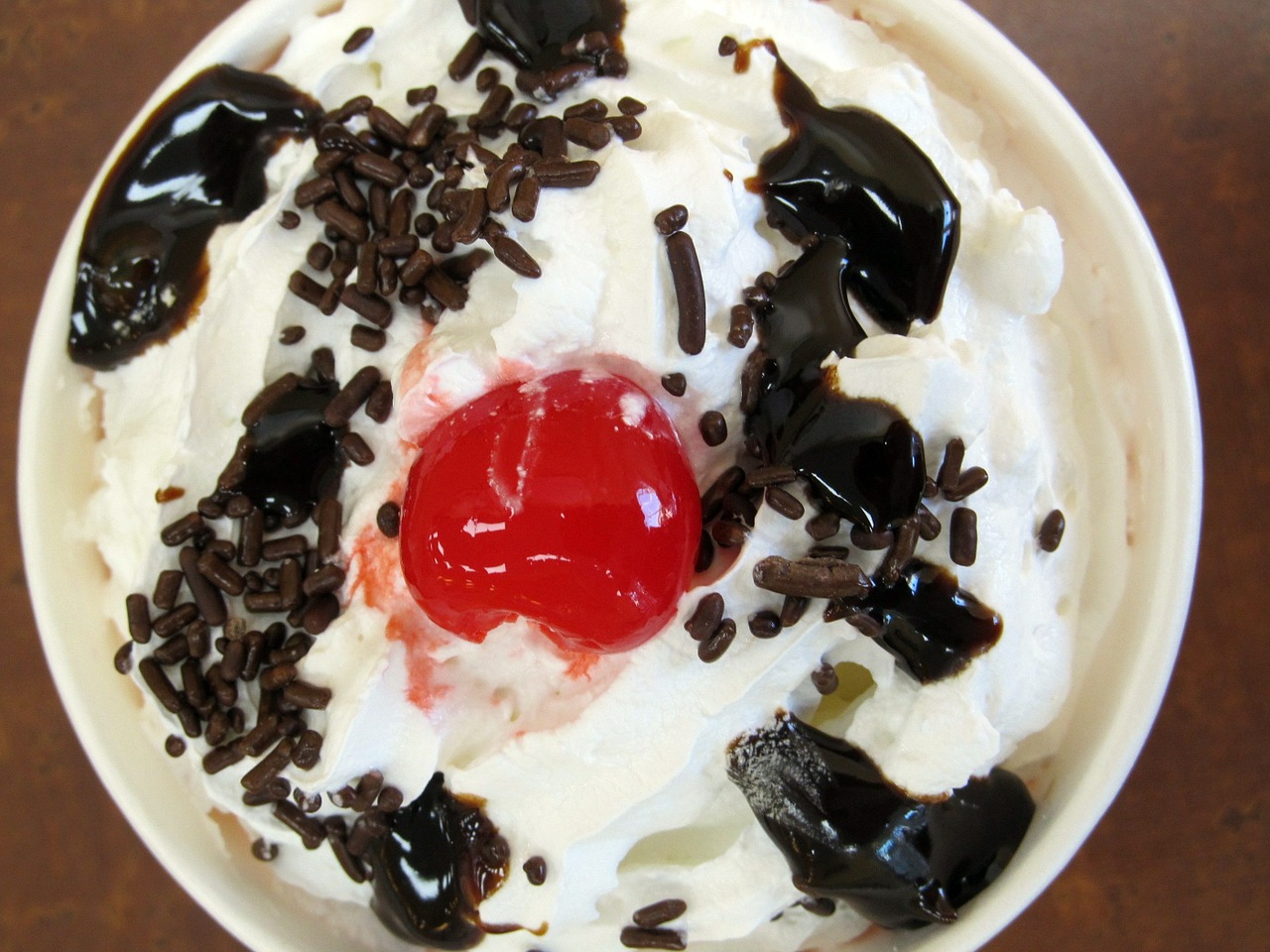 frozen yogurt whipped cream cherry free photo