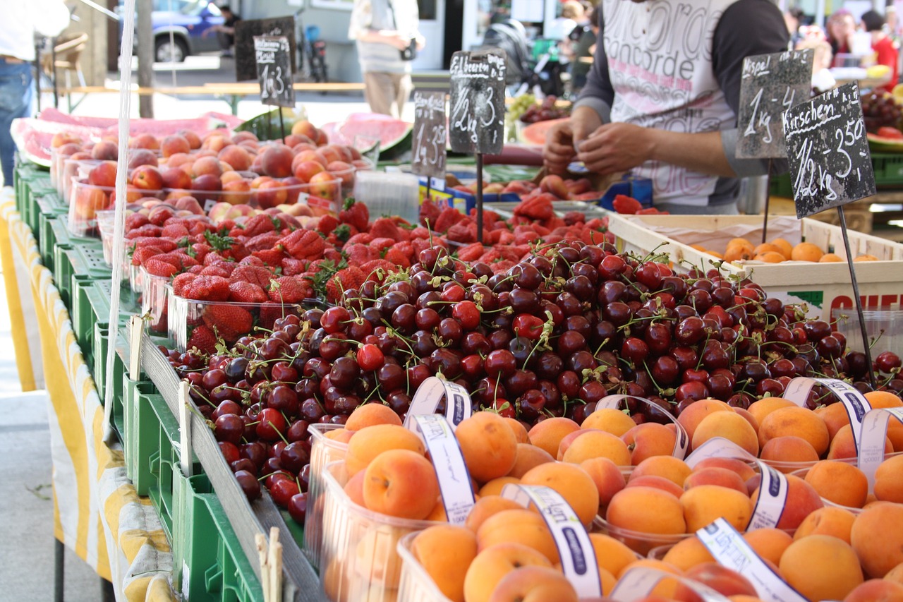 fruit market cherries free photo