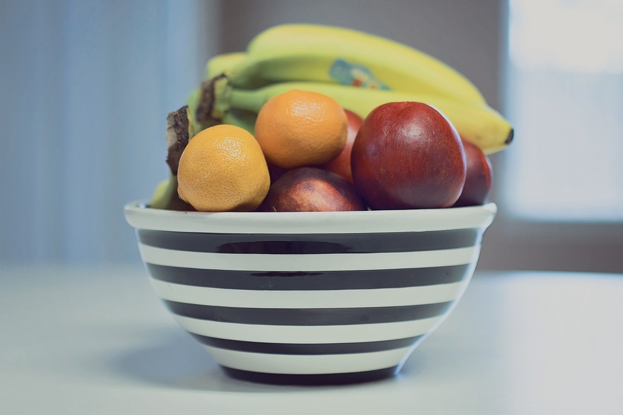 fruit bowl stripes free photo