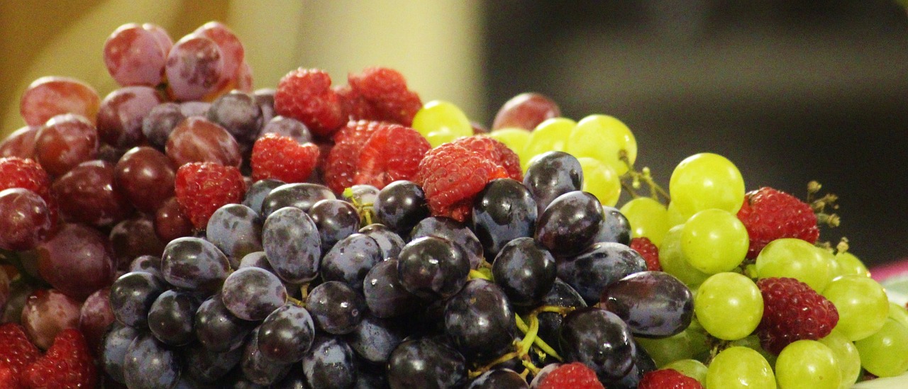 fruit raspberries grapes free photo