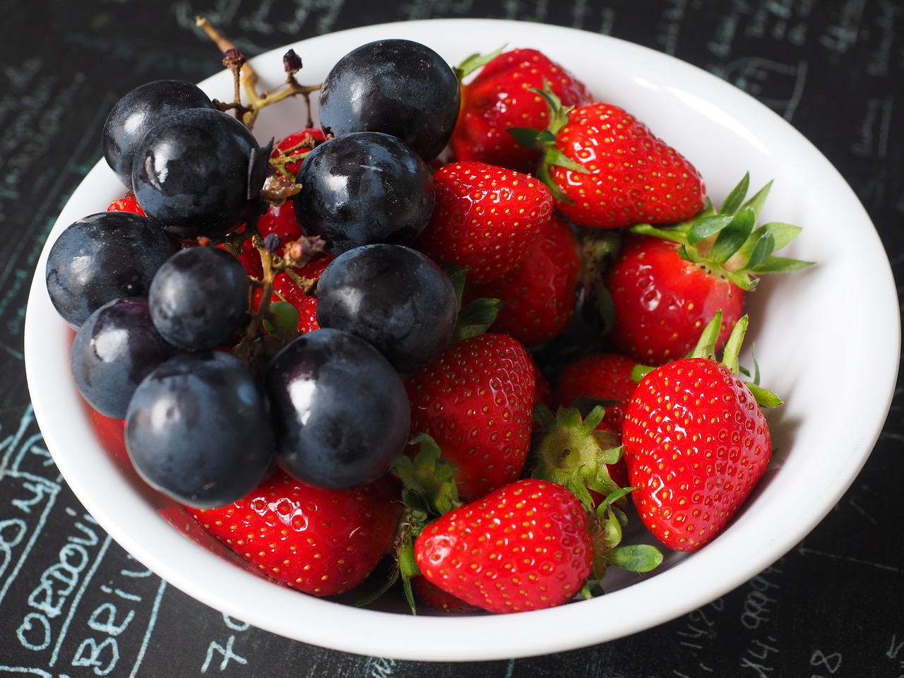 fruit plate grapes strawberries free photo