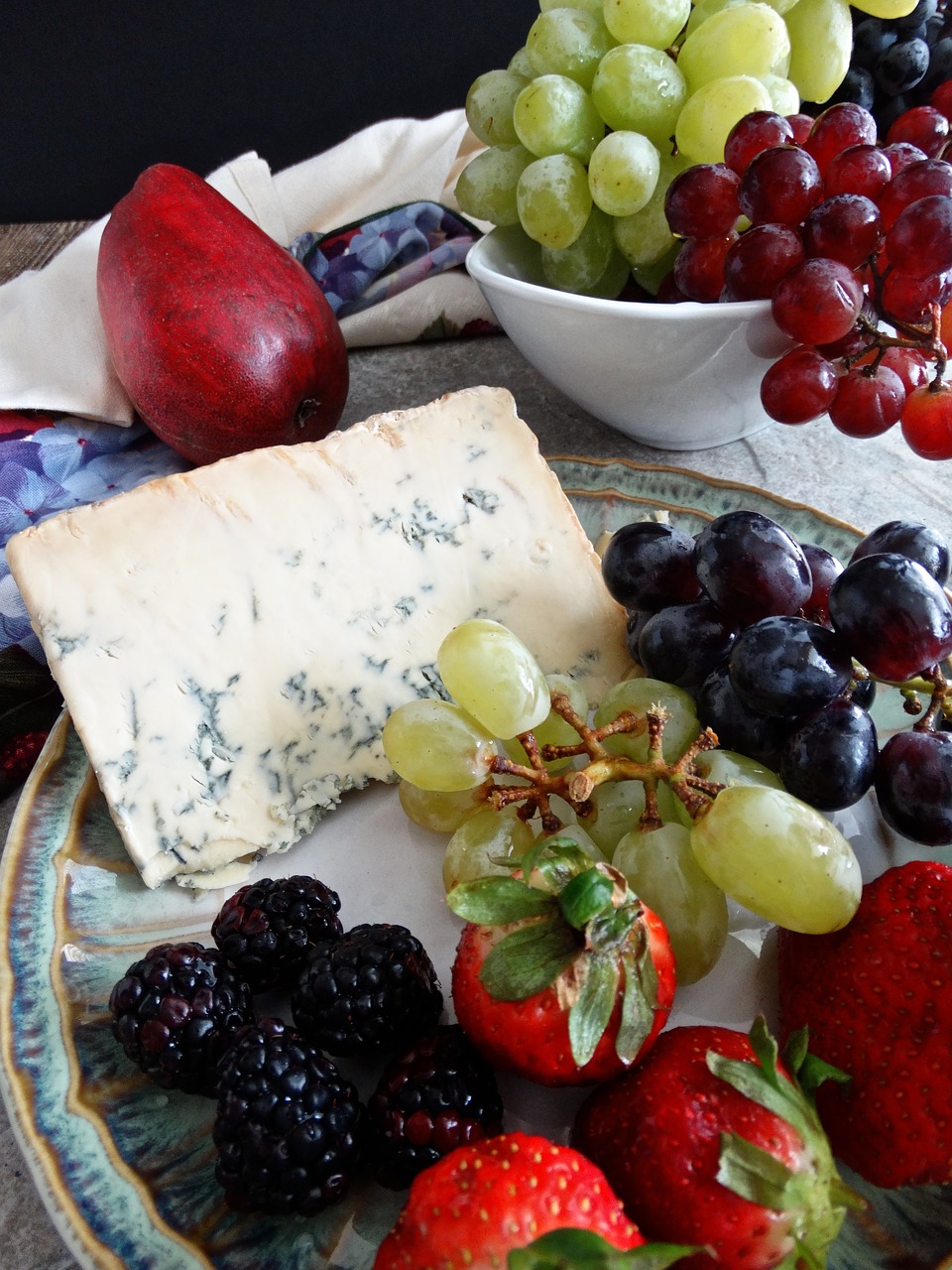 fruit plate cheese blue cheese free photo