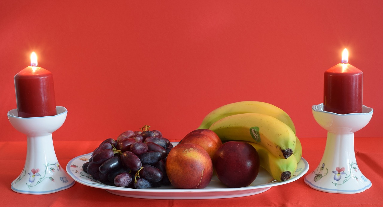 fruit plate candlelight romance free photo