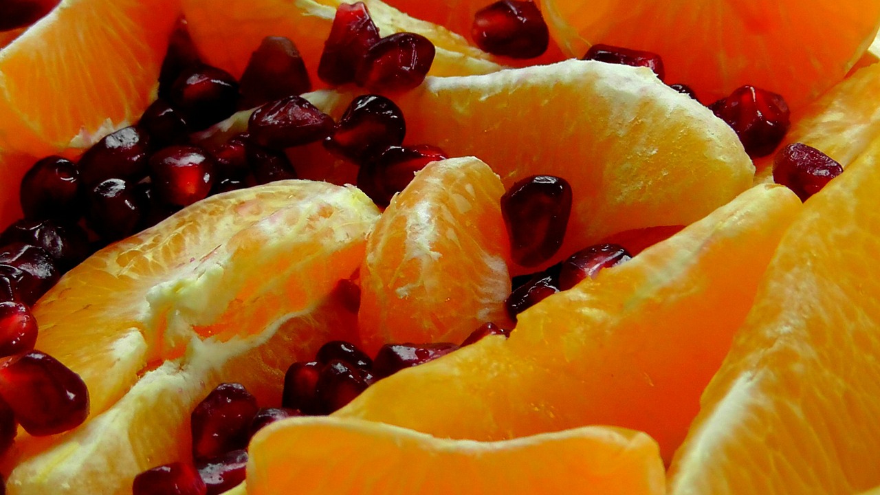 fruit salad orange pomegranate free photo