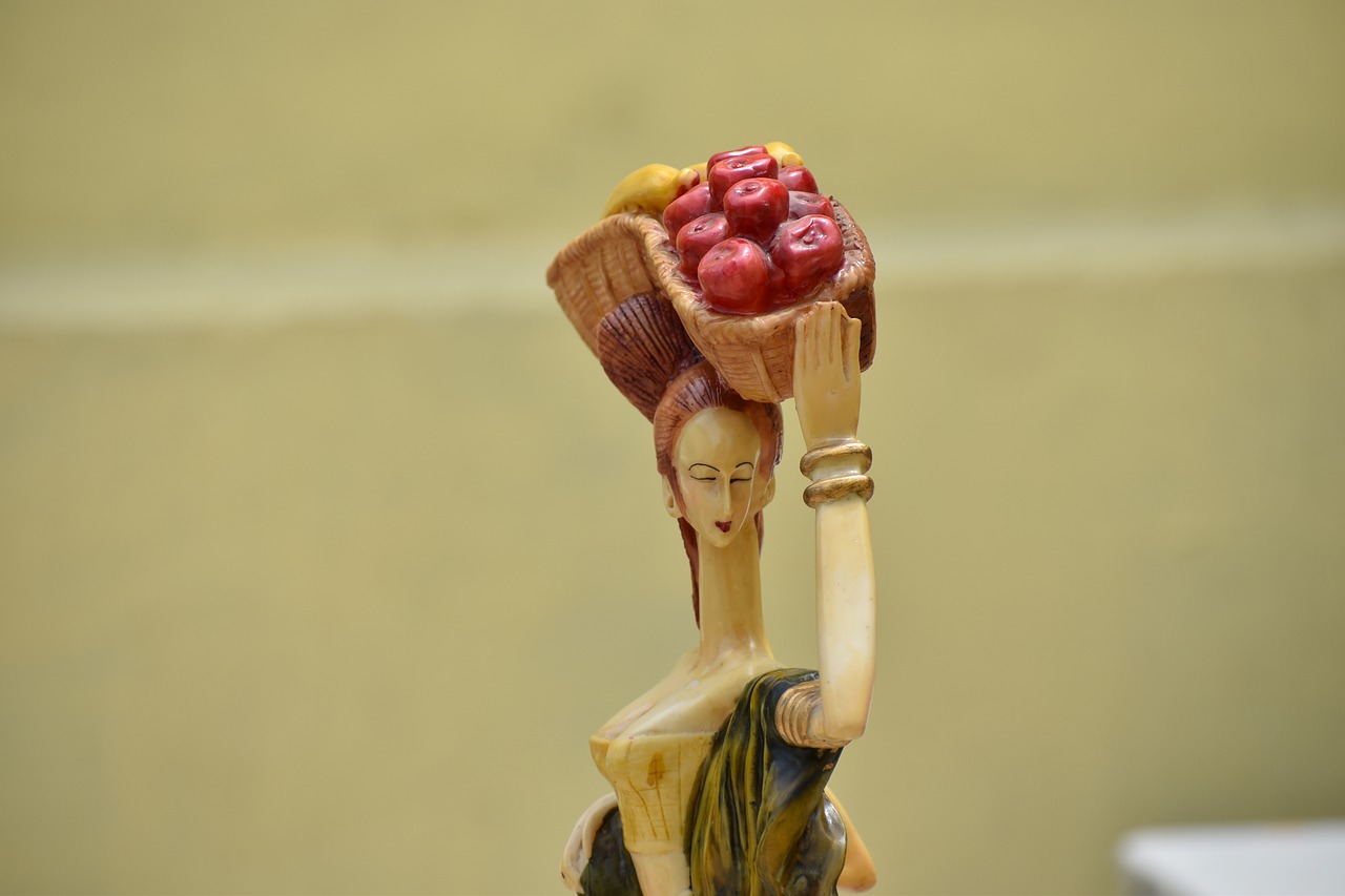 fruit seller woman statue free photo
