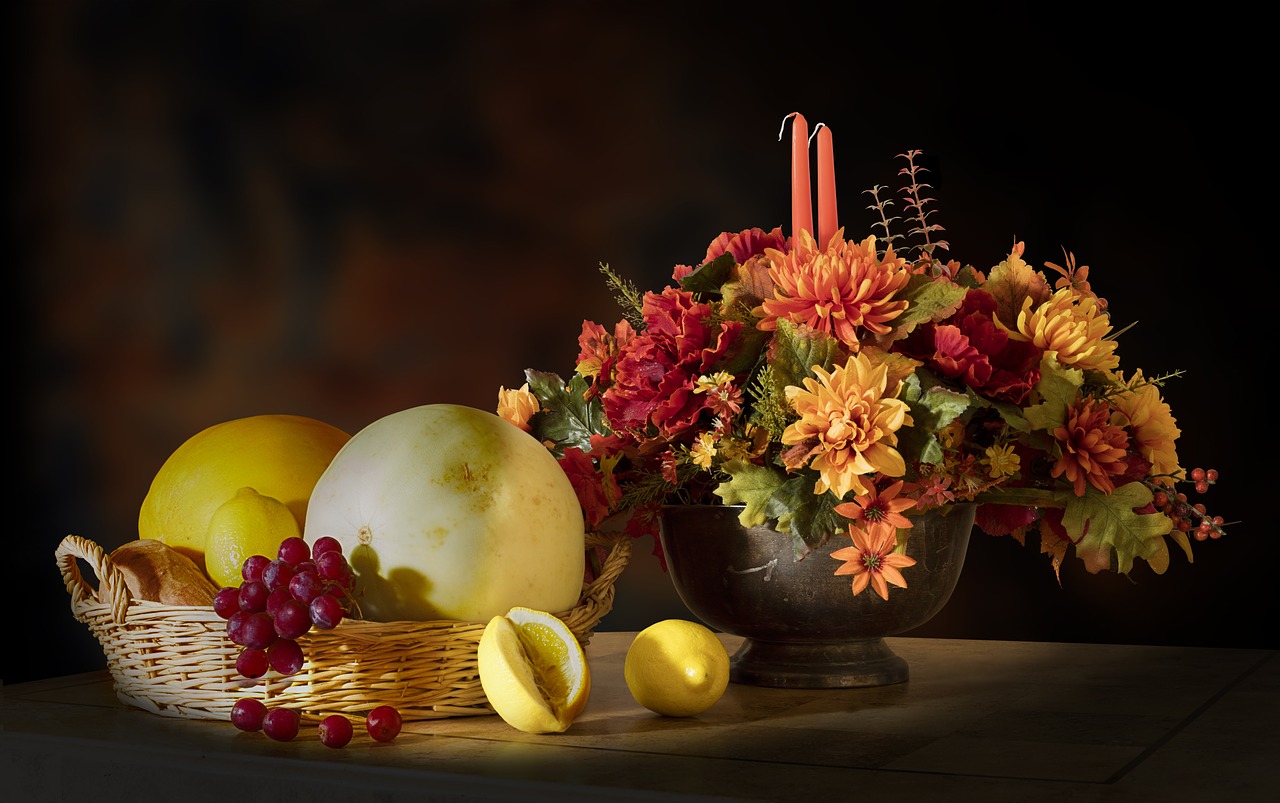 fruits flowers candle free photo