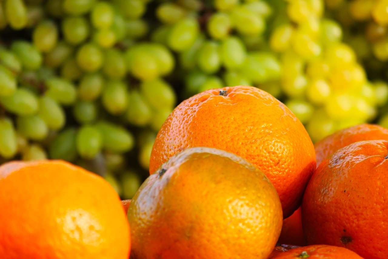 fruits oranges grapes free photo