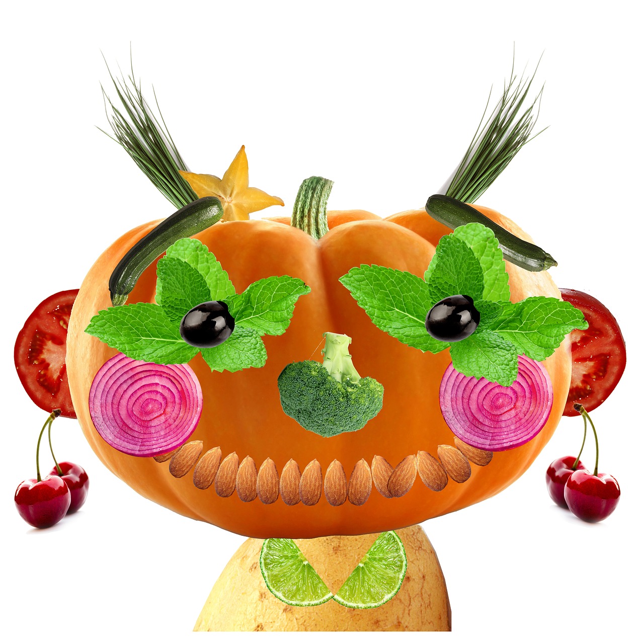 fruits and vegetables character pumpkin free photo