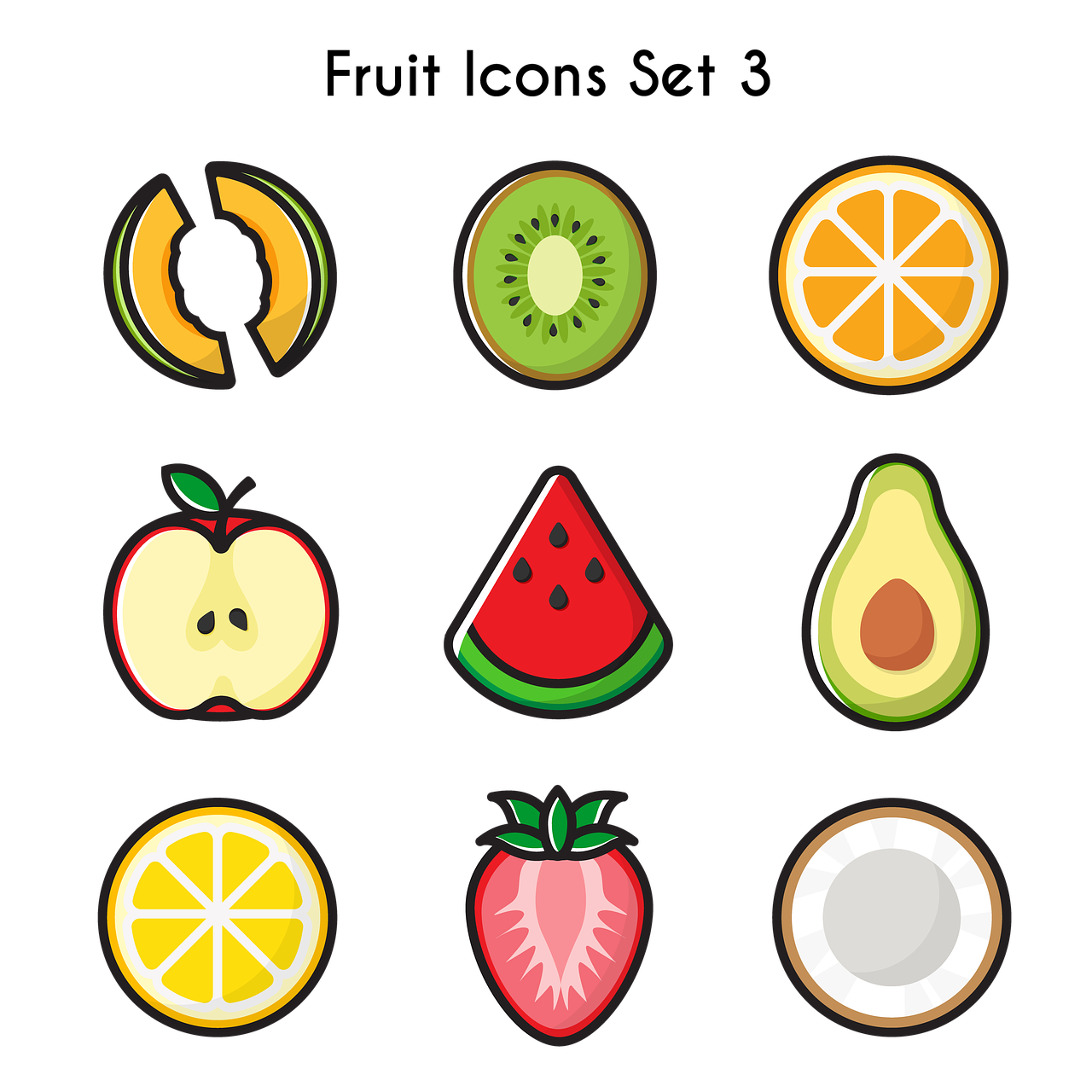 fruits icons  fruits  melon free photo