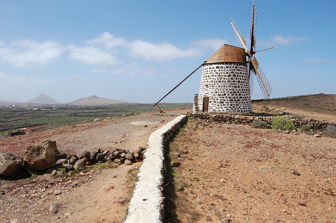 fuerteventura windmill landscape free photo