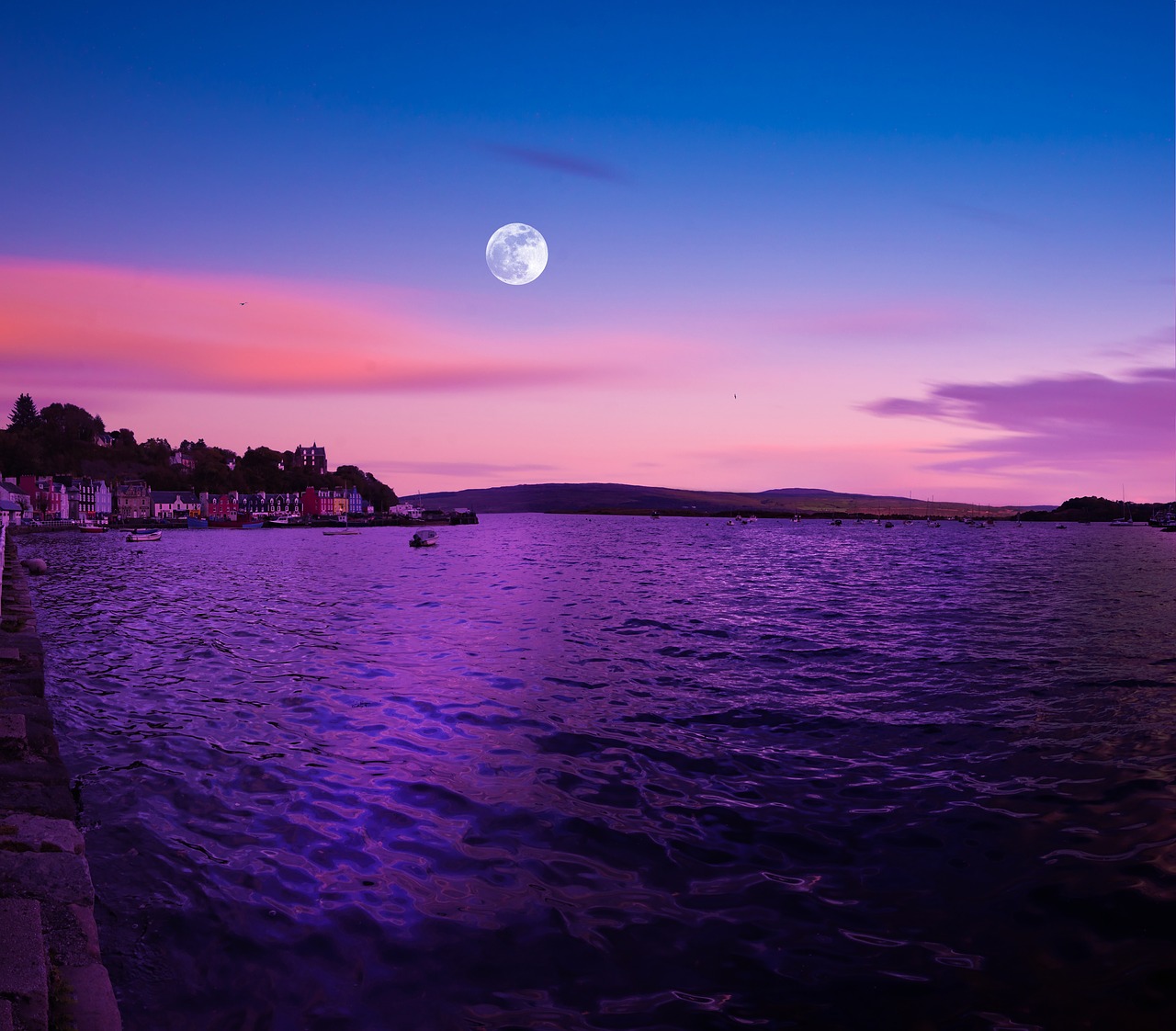 full moon scotland tobermory free photo