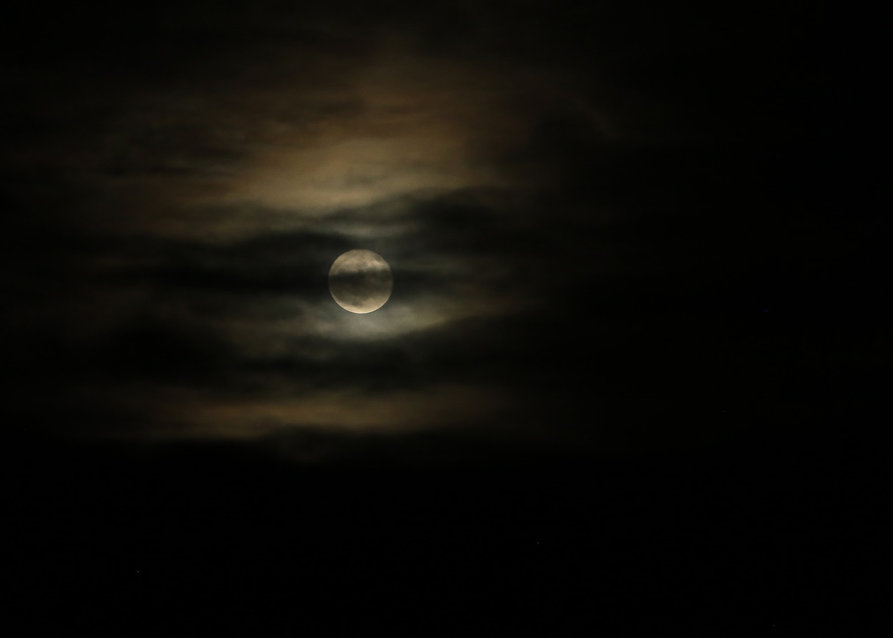 full moon clouds night sky free photo