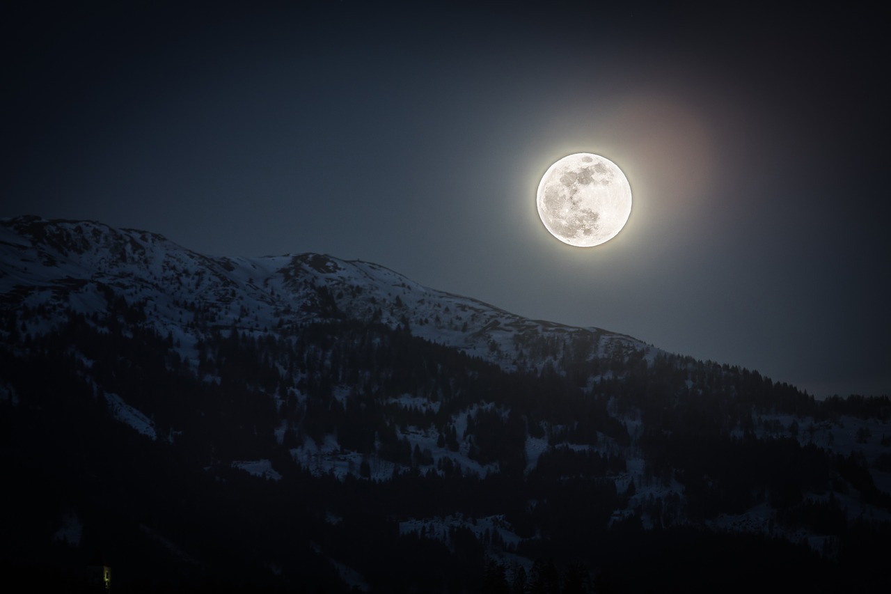 full moon  moon  mountain free photo