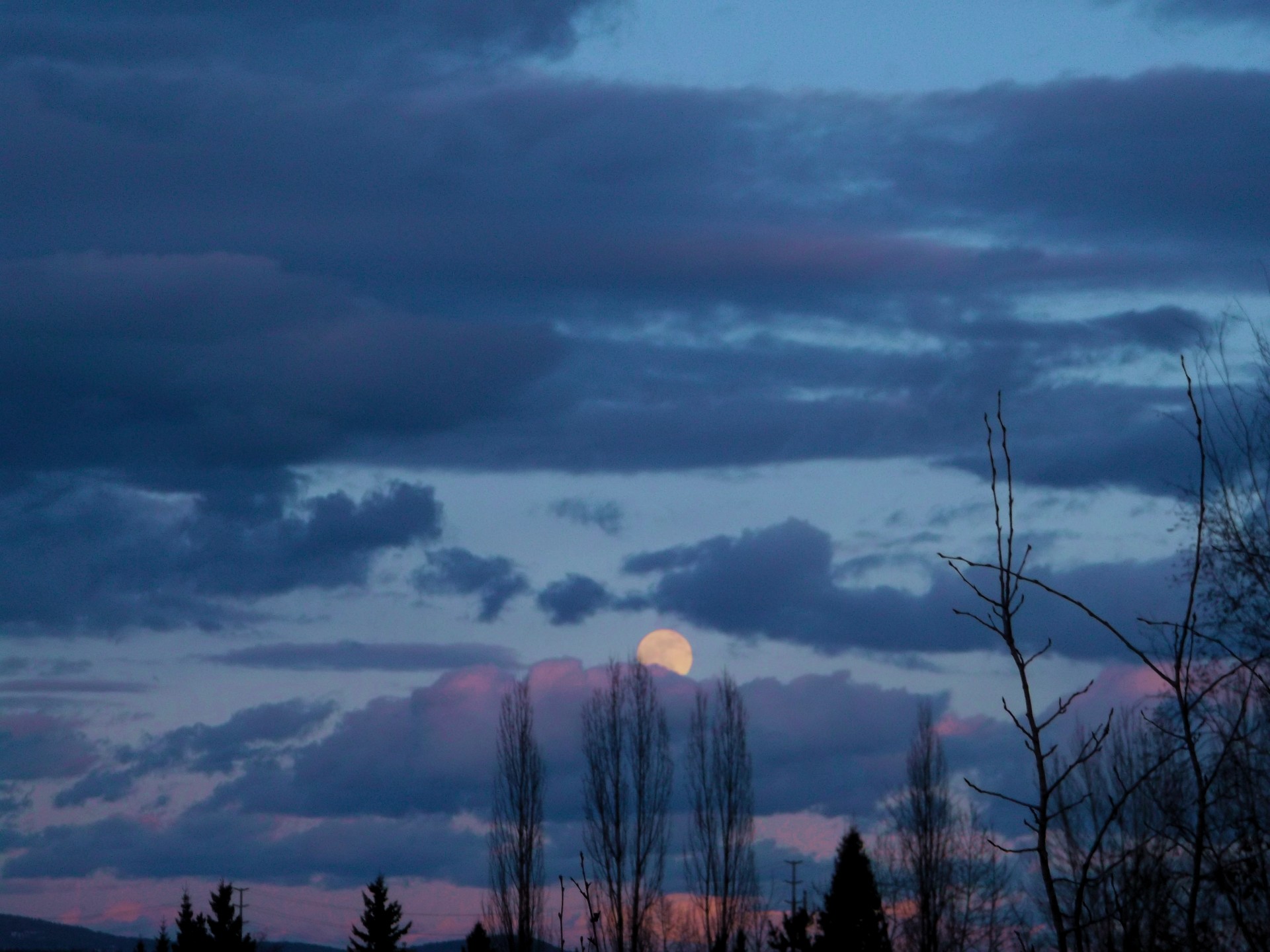 sunset clouds full moon free photo