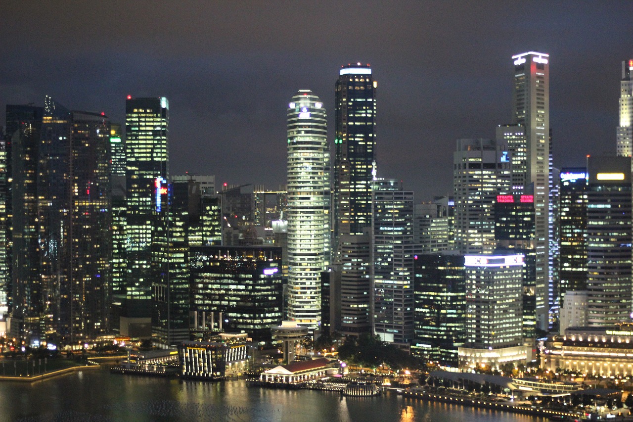 fullerton bay singapore skyscraper free photo