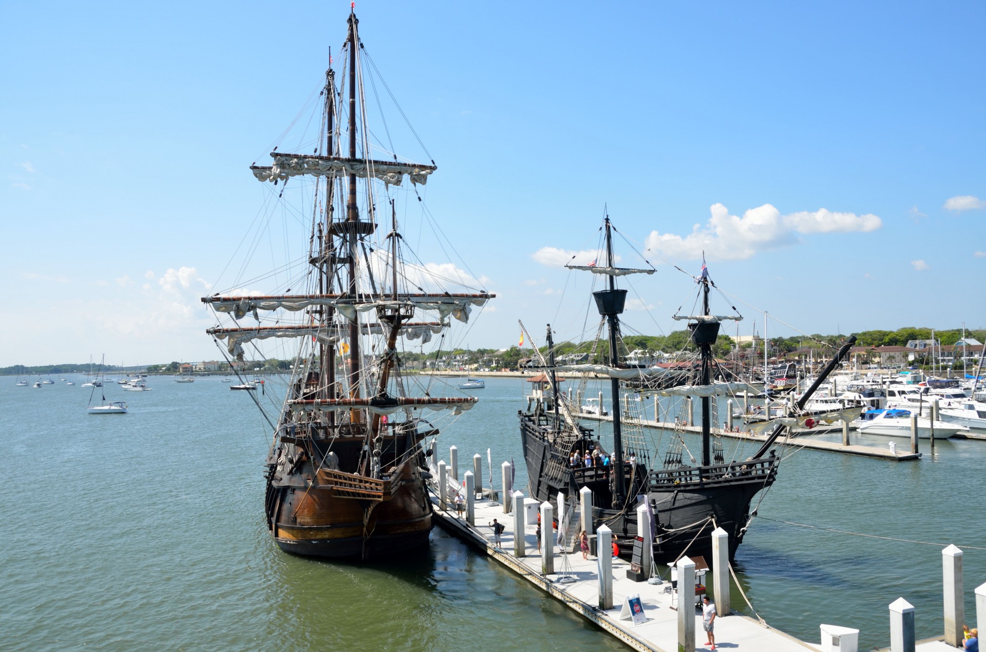 galleon ship moored free photo