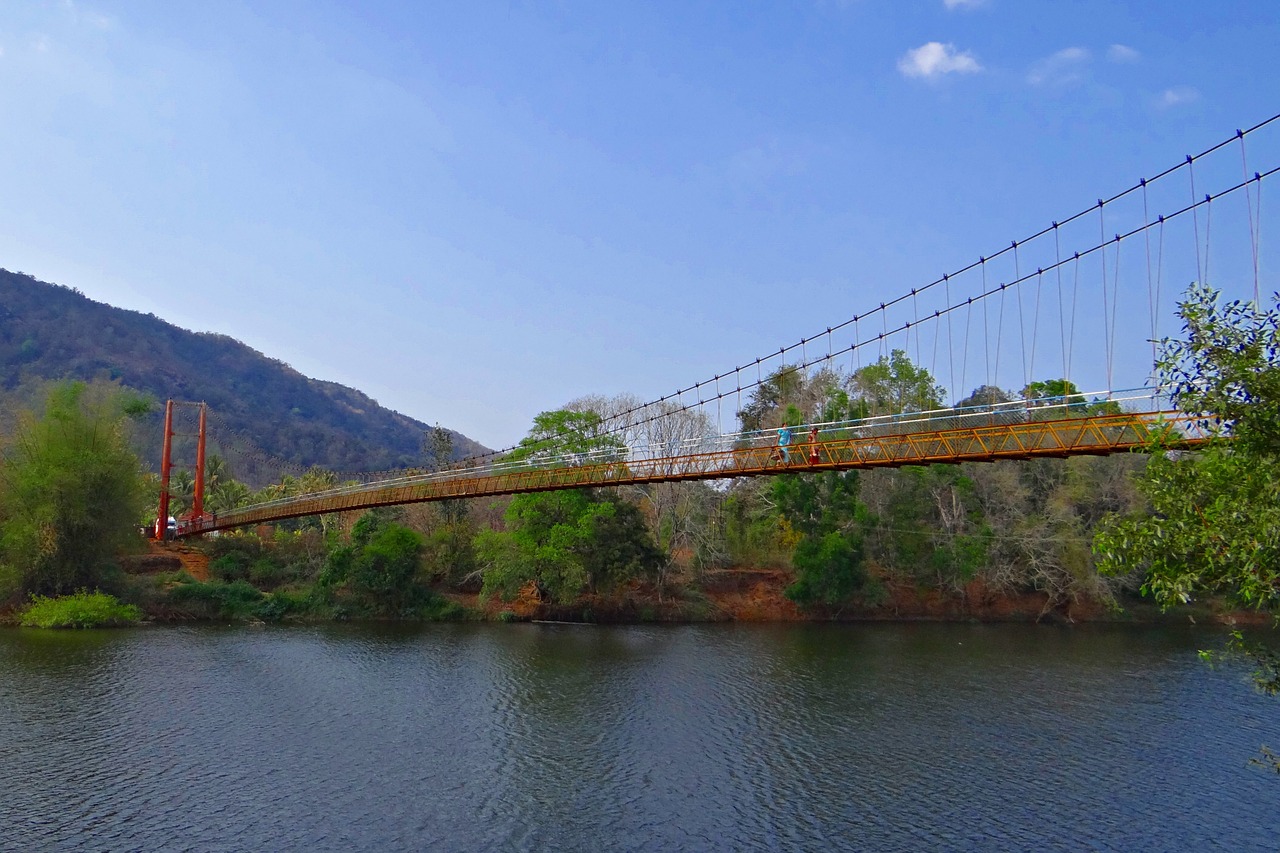 gangavali river hanging bridge scenic free photo