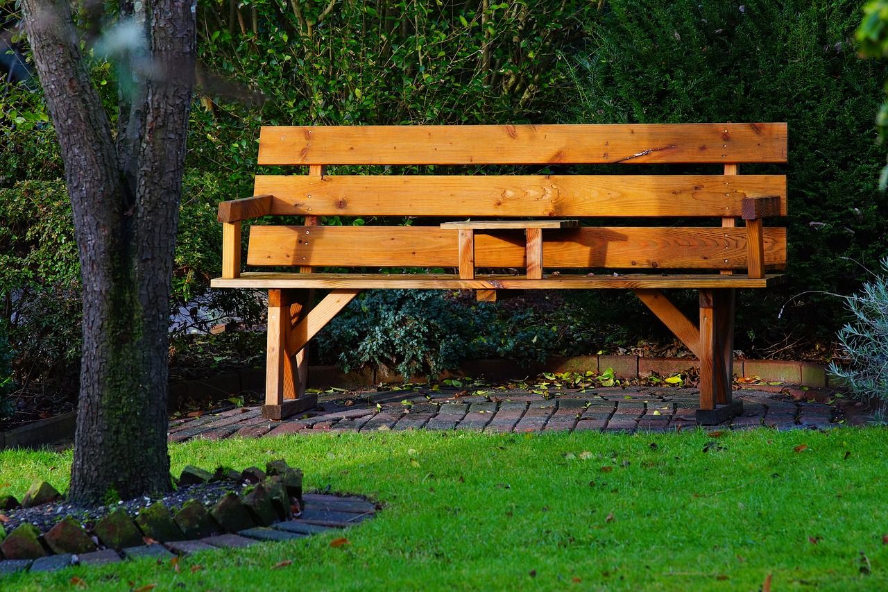 garden wooden bench cozy free photo