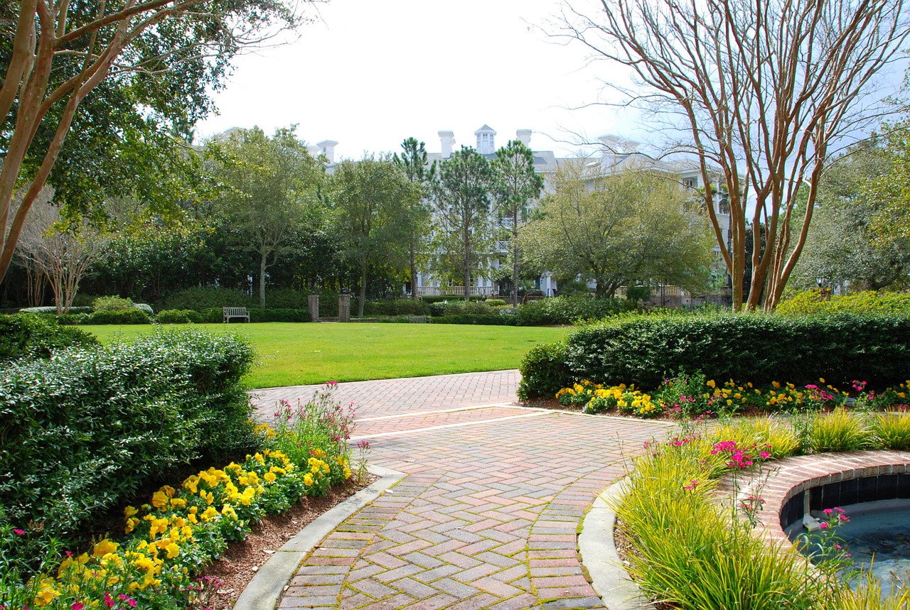 garden walkway sidewalk free photo