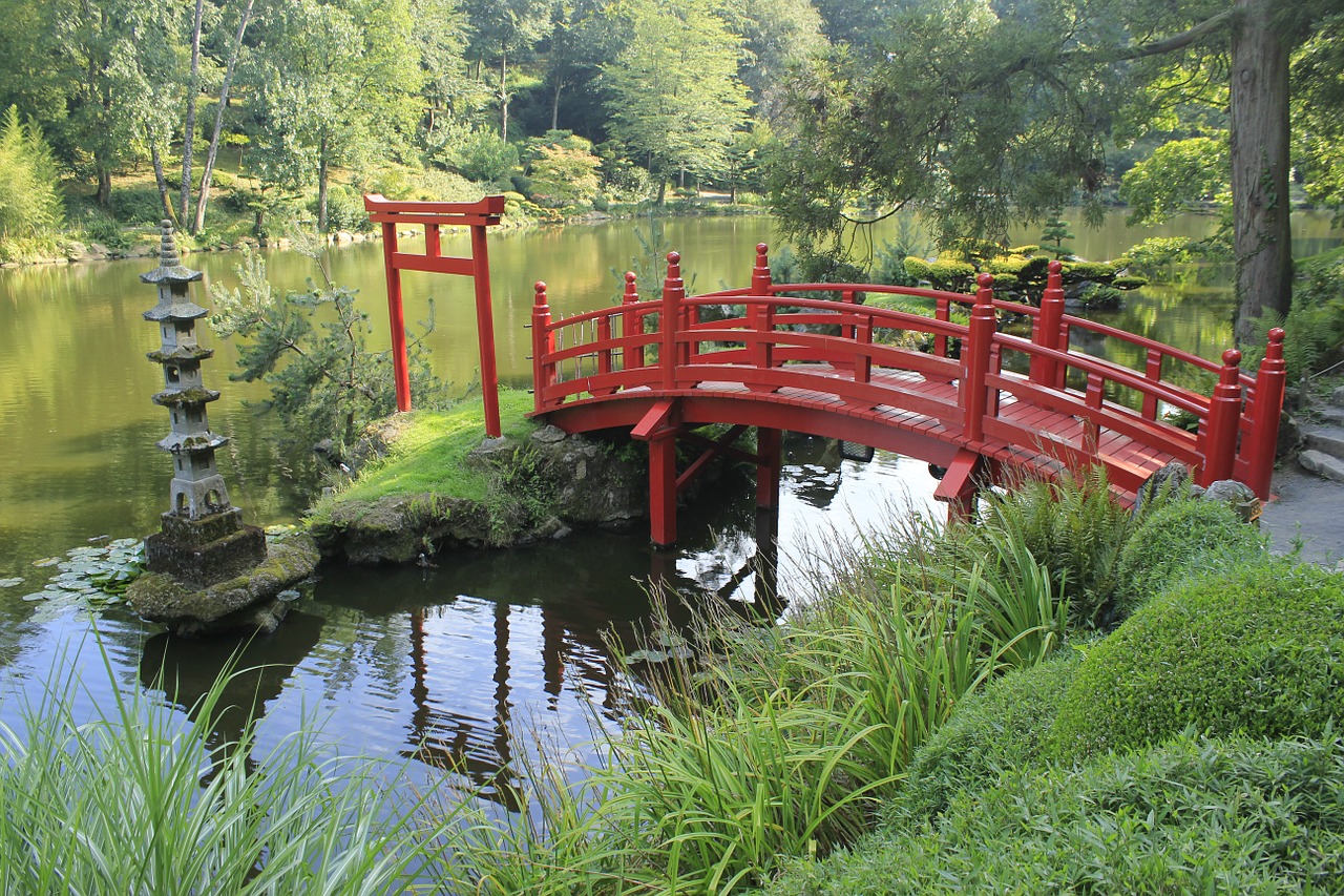 garden bridge japanese garden free photo