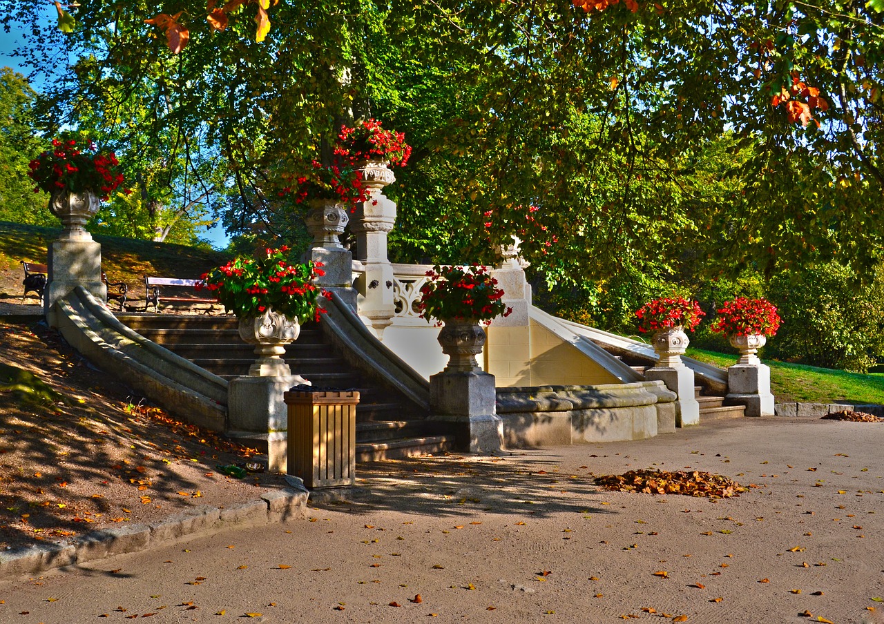 garden flowers staircase free photo