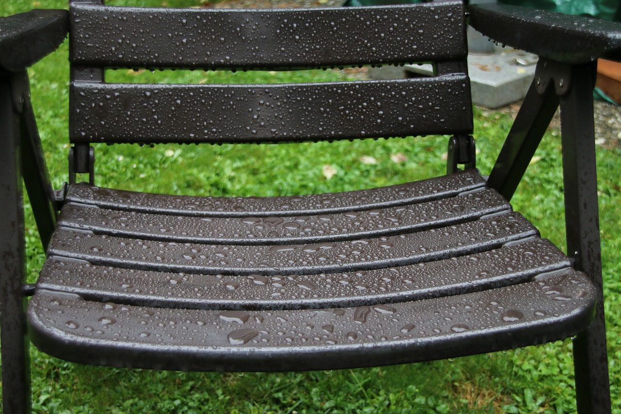 garden chair rain raindrop free photo
