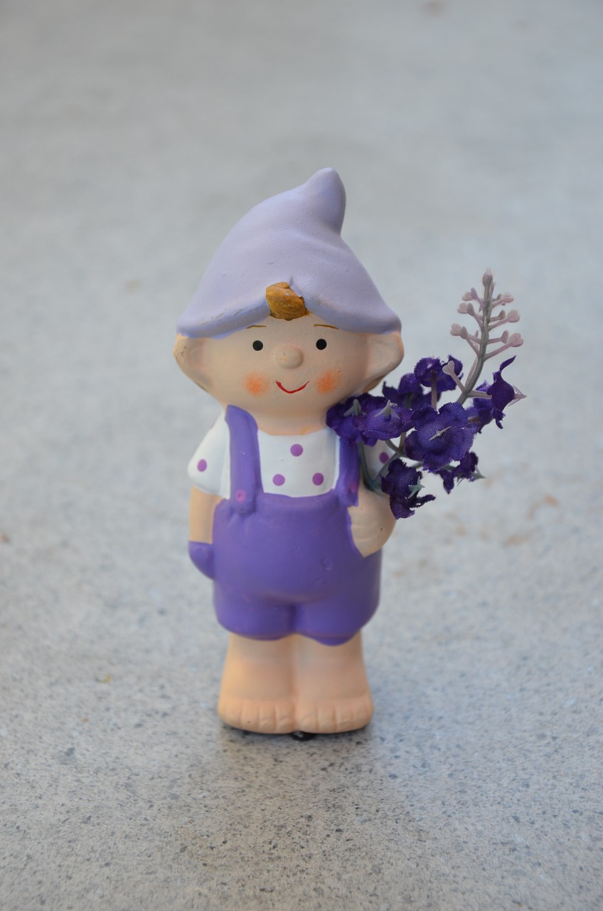 garden gnome violet overalls free photo