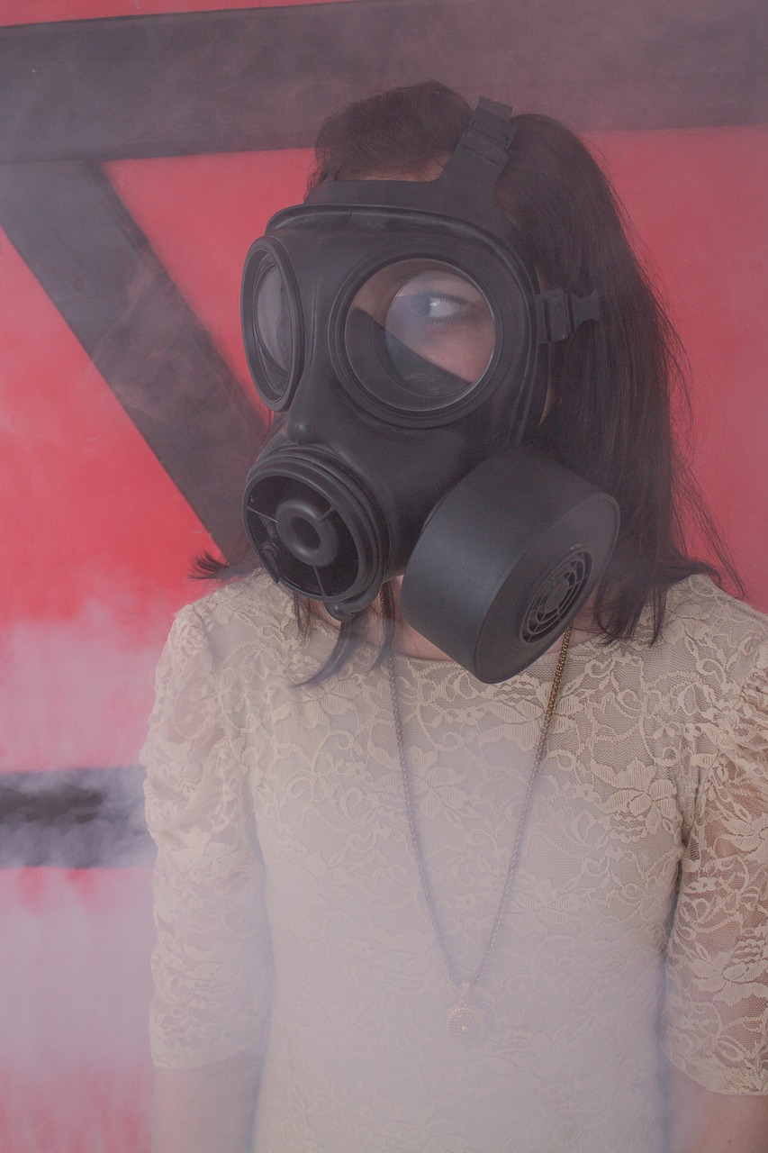 gas mask girl dress free photo