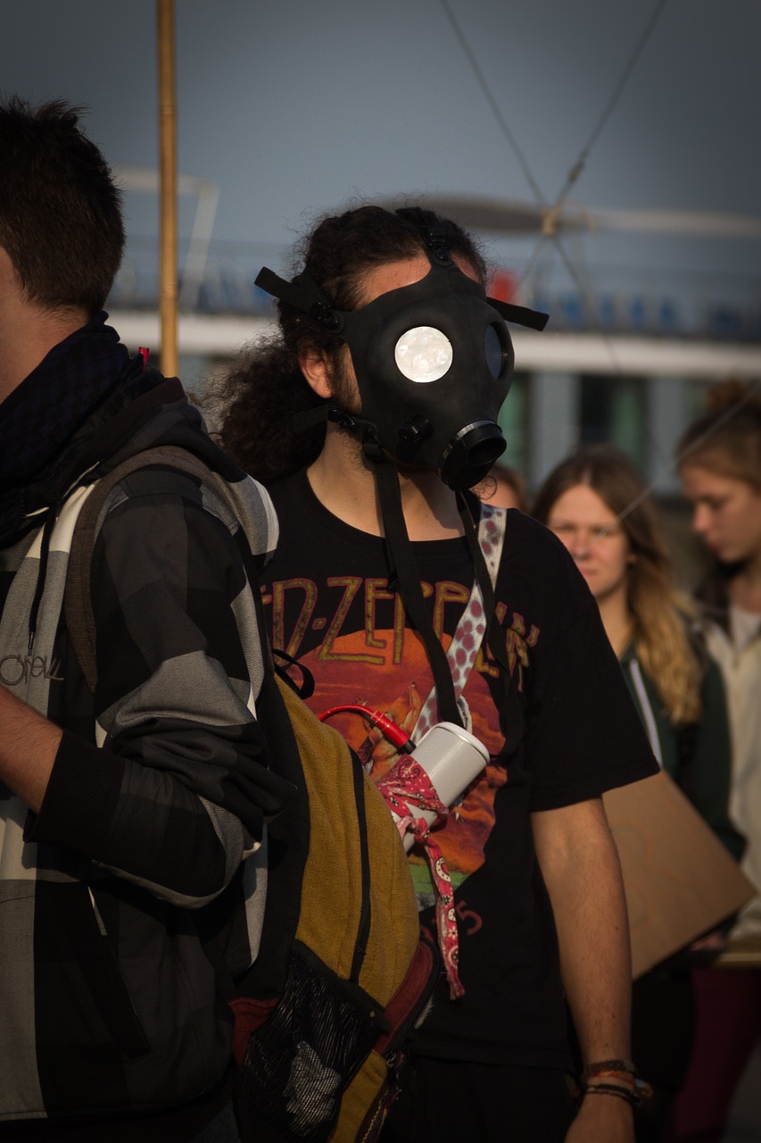 gas mask protest mass free photo