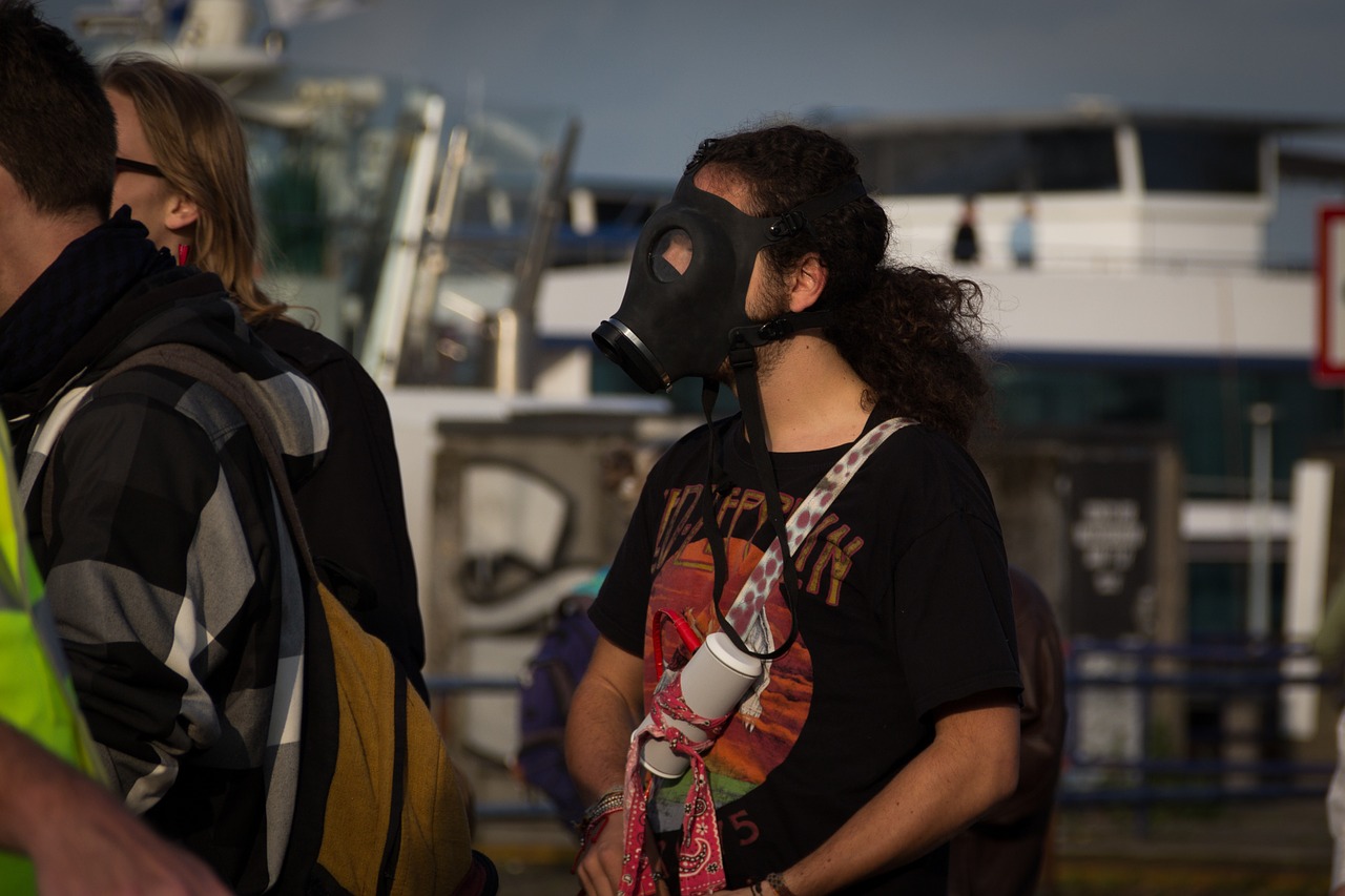 gas mask protest mass free photo