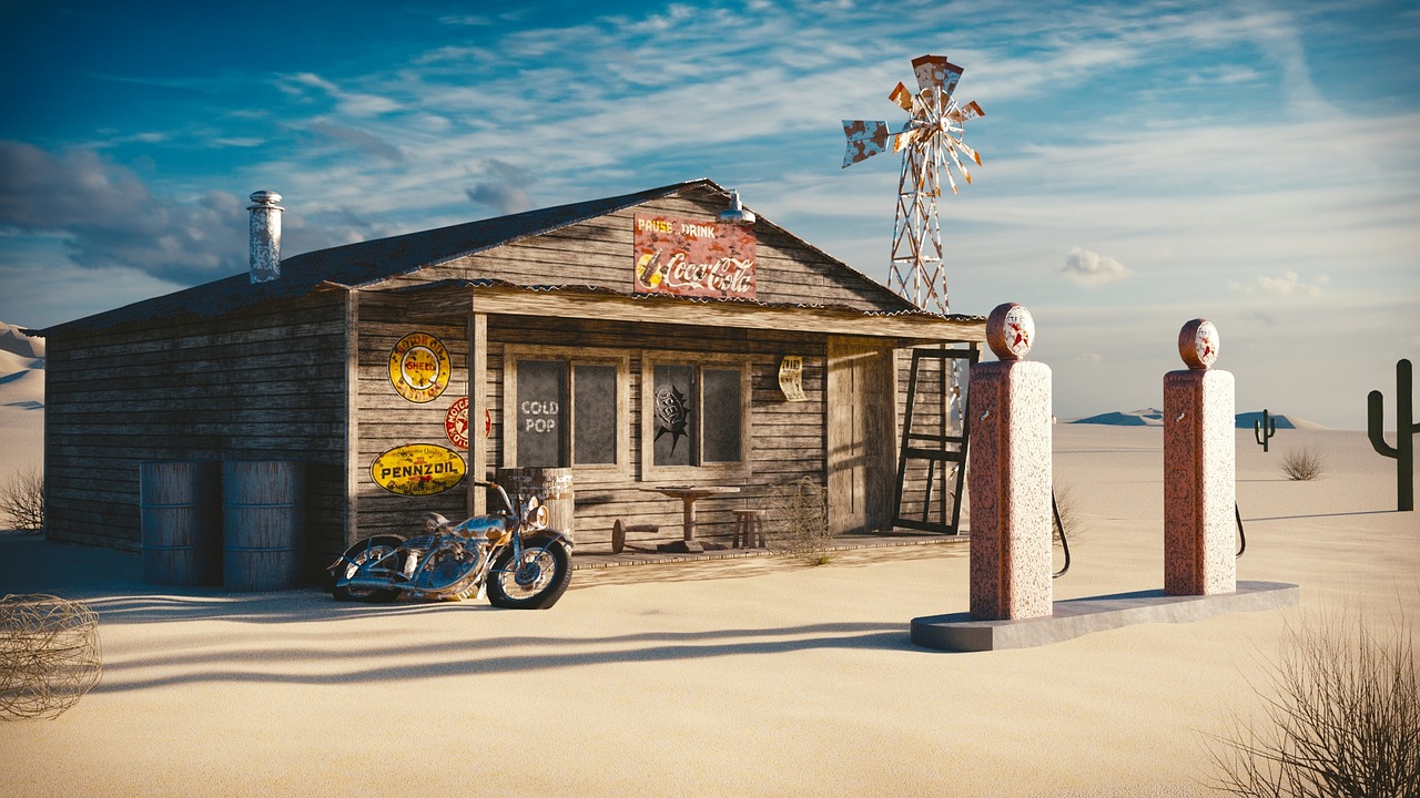 gas station 1950s blender free photo