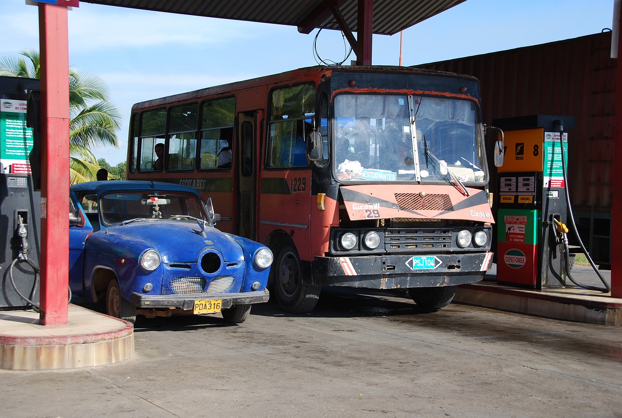 gas station bus diesel fuel free photo