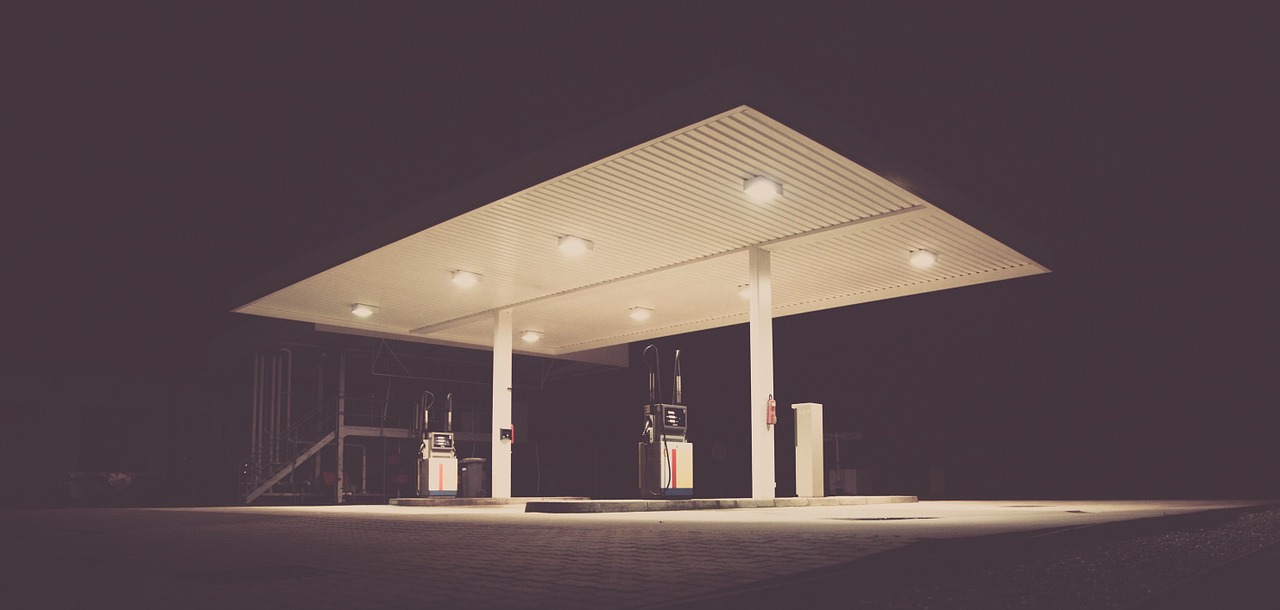 gas station night time fuel free photo