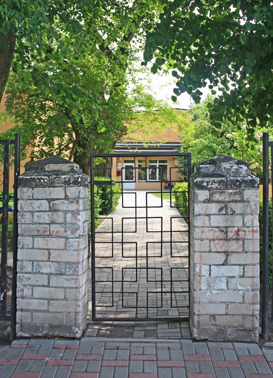 gate bricks entrance free photo