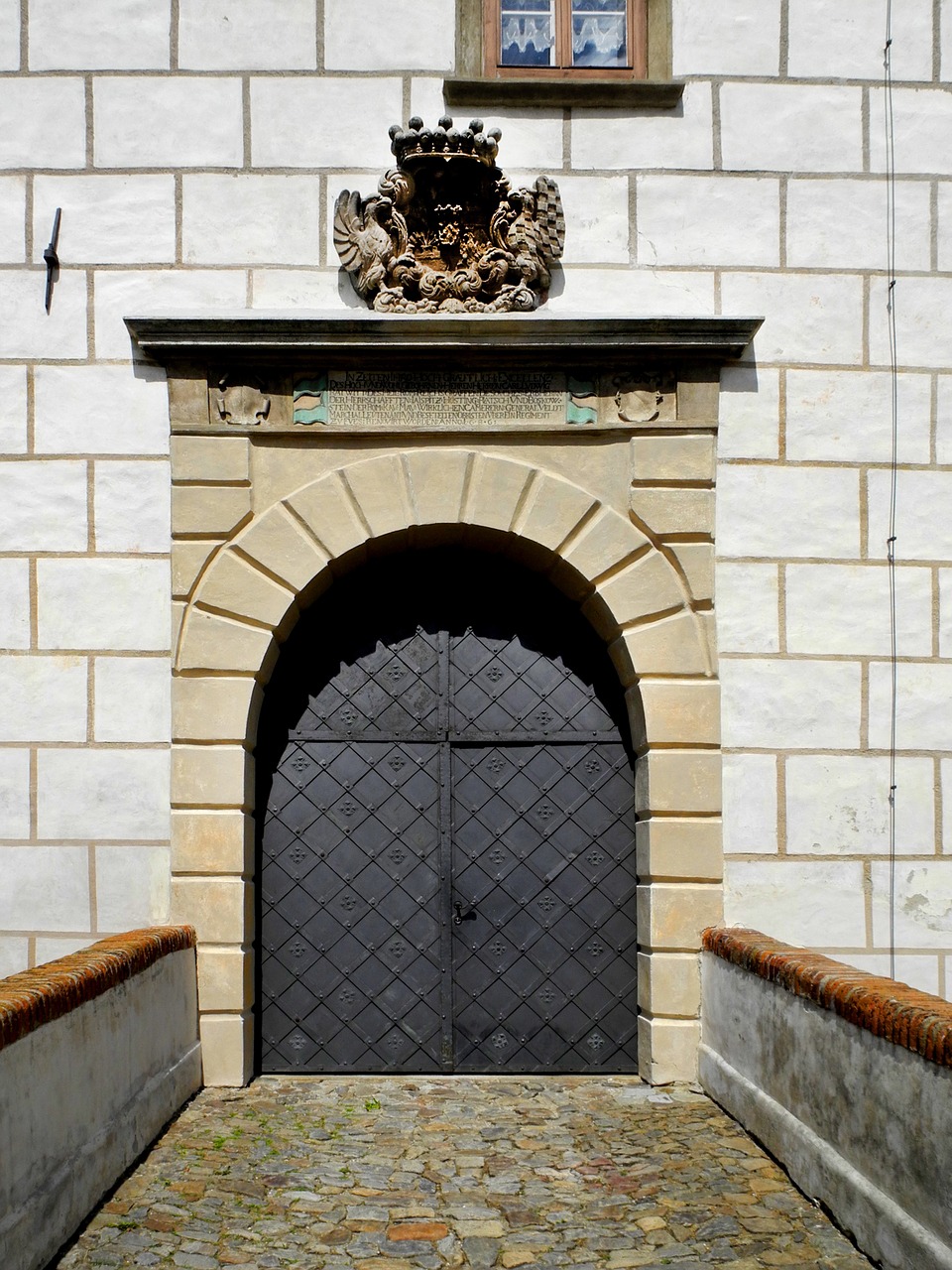 gate castle banded doors free photo