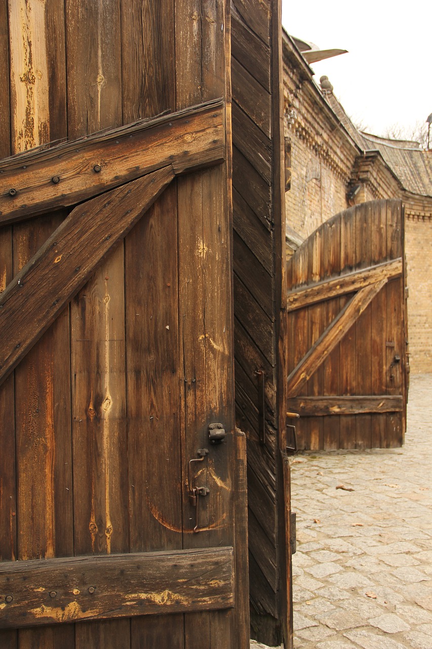 gateway wooden doors gates free photo
