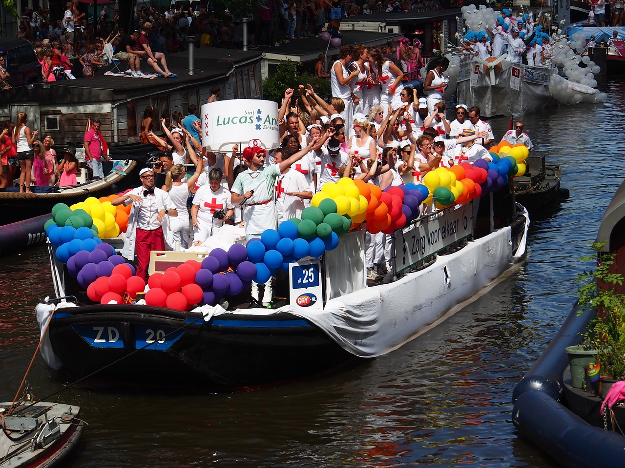 gay pride amsterdam boat free photo
