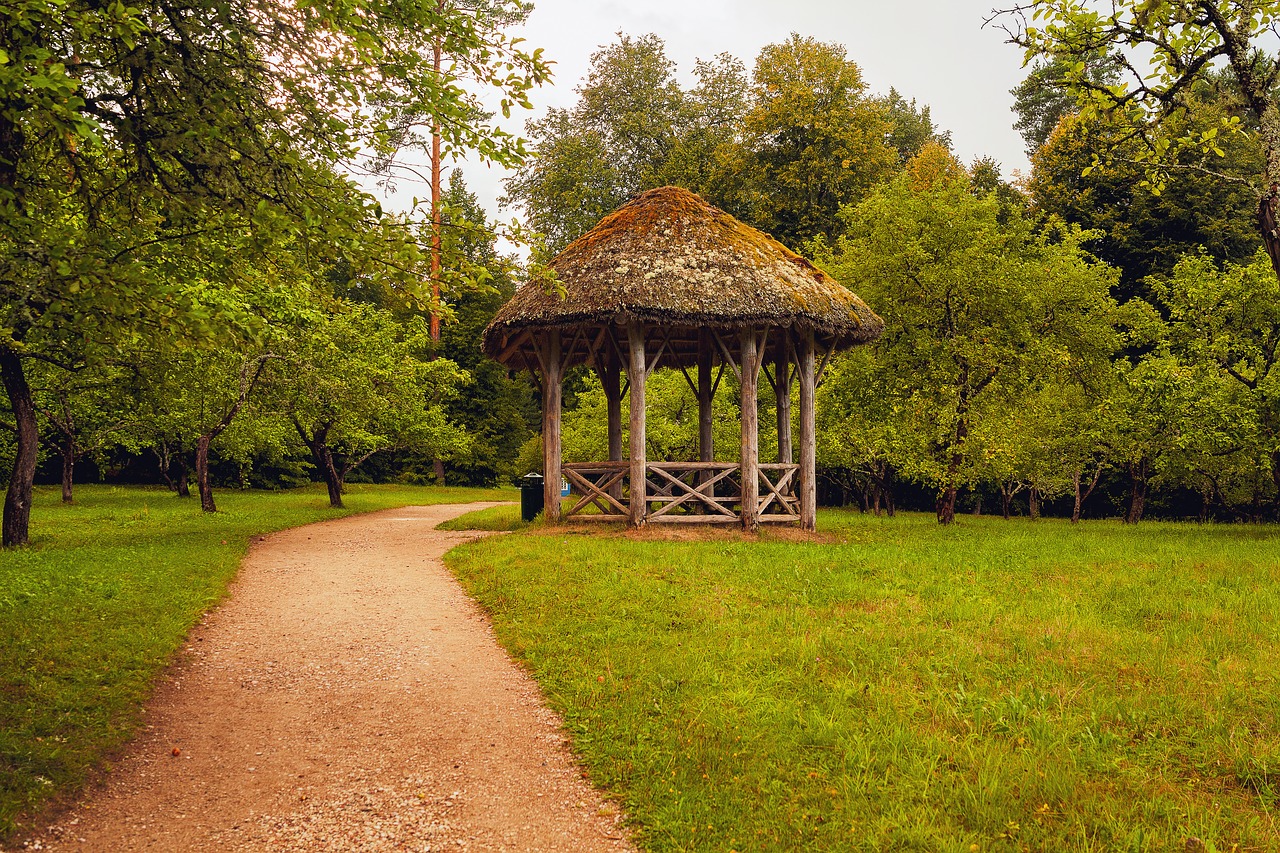 gazebo  landscape  path free photo