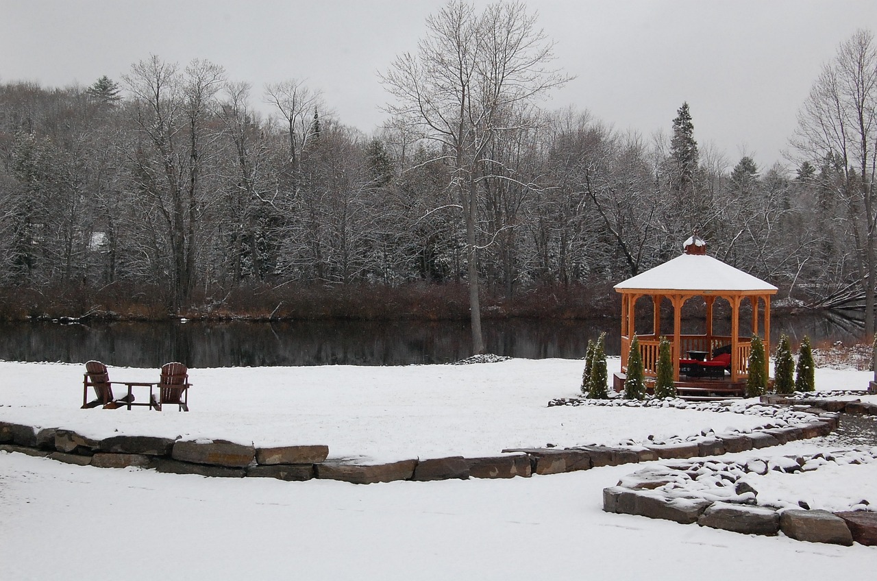 gazebo winter snow free photo