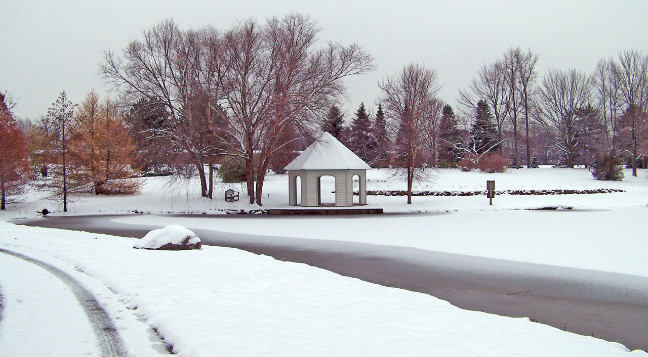 gazebo park snow free photo