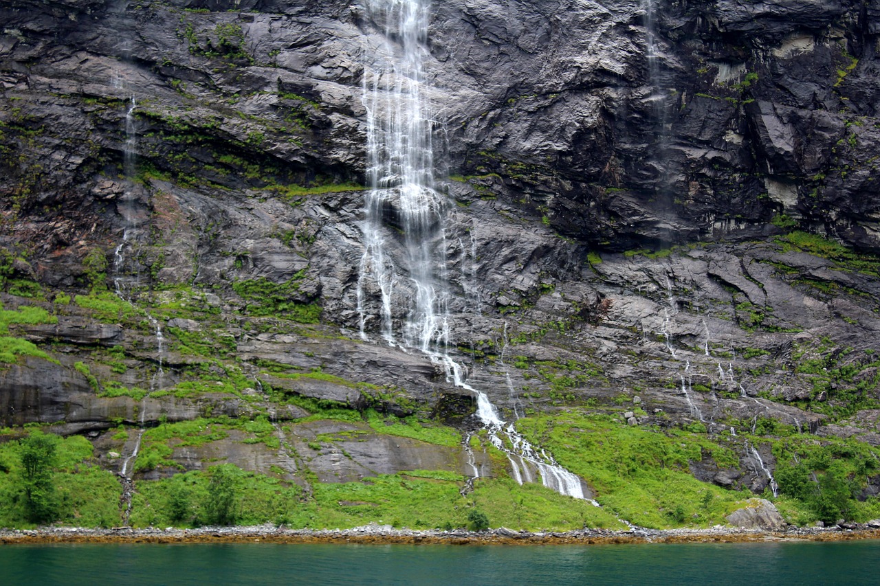 seven sisters waterfall geiranger norwegian fjord free photo