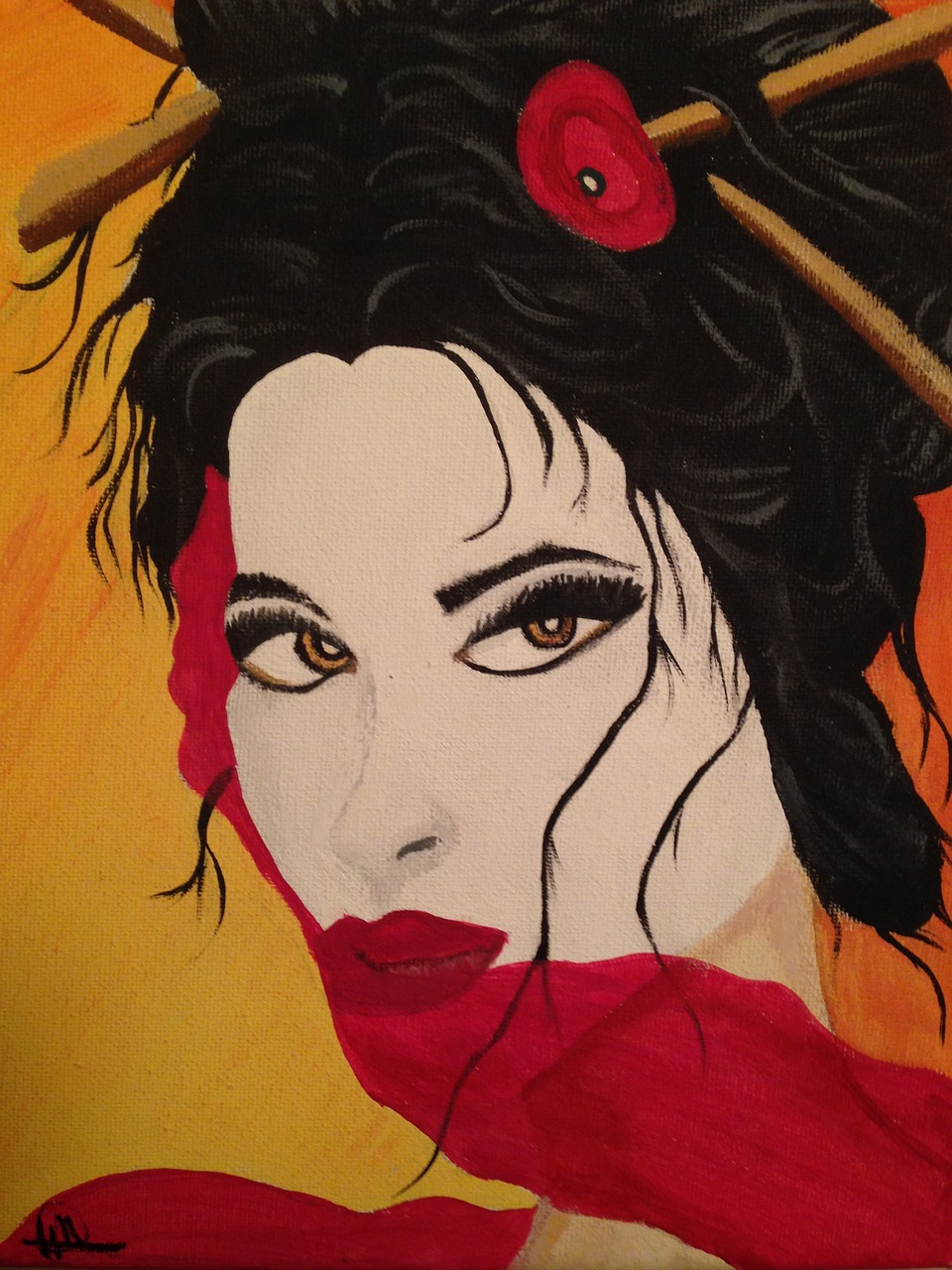 geisha painting art free photo