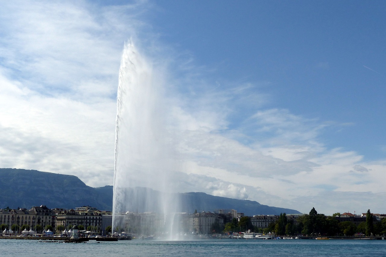 geneva water jet lake free photo