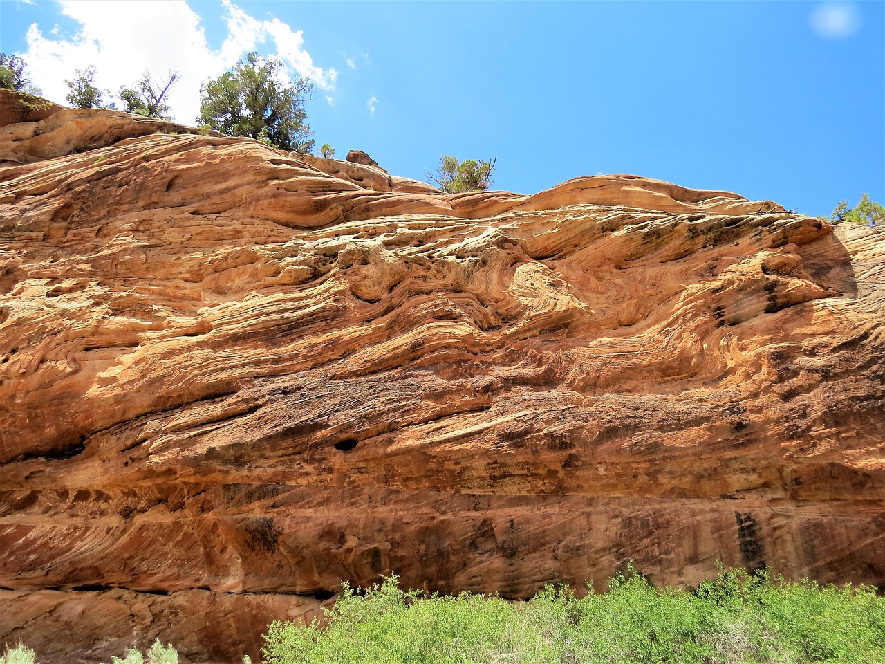 Edit free photo of Geology,red sandstone,unusual rock strata,blue sky ...