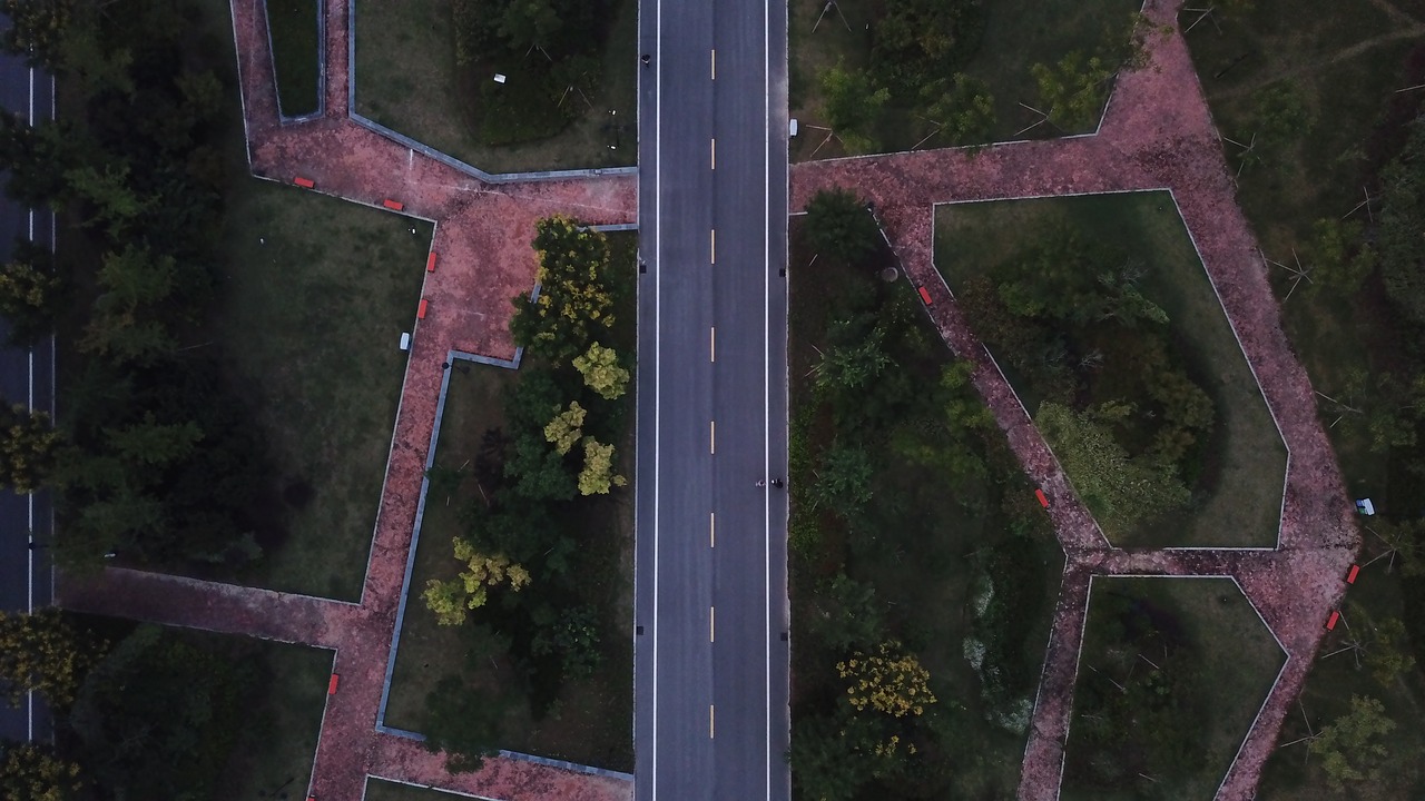 geometric road from above free photo