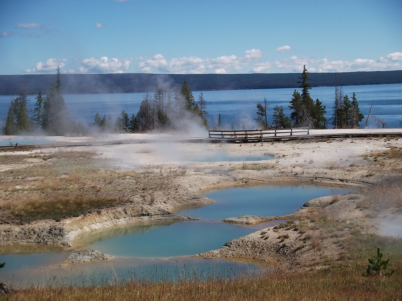 geothermal yellowstone lake free photo