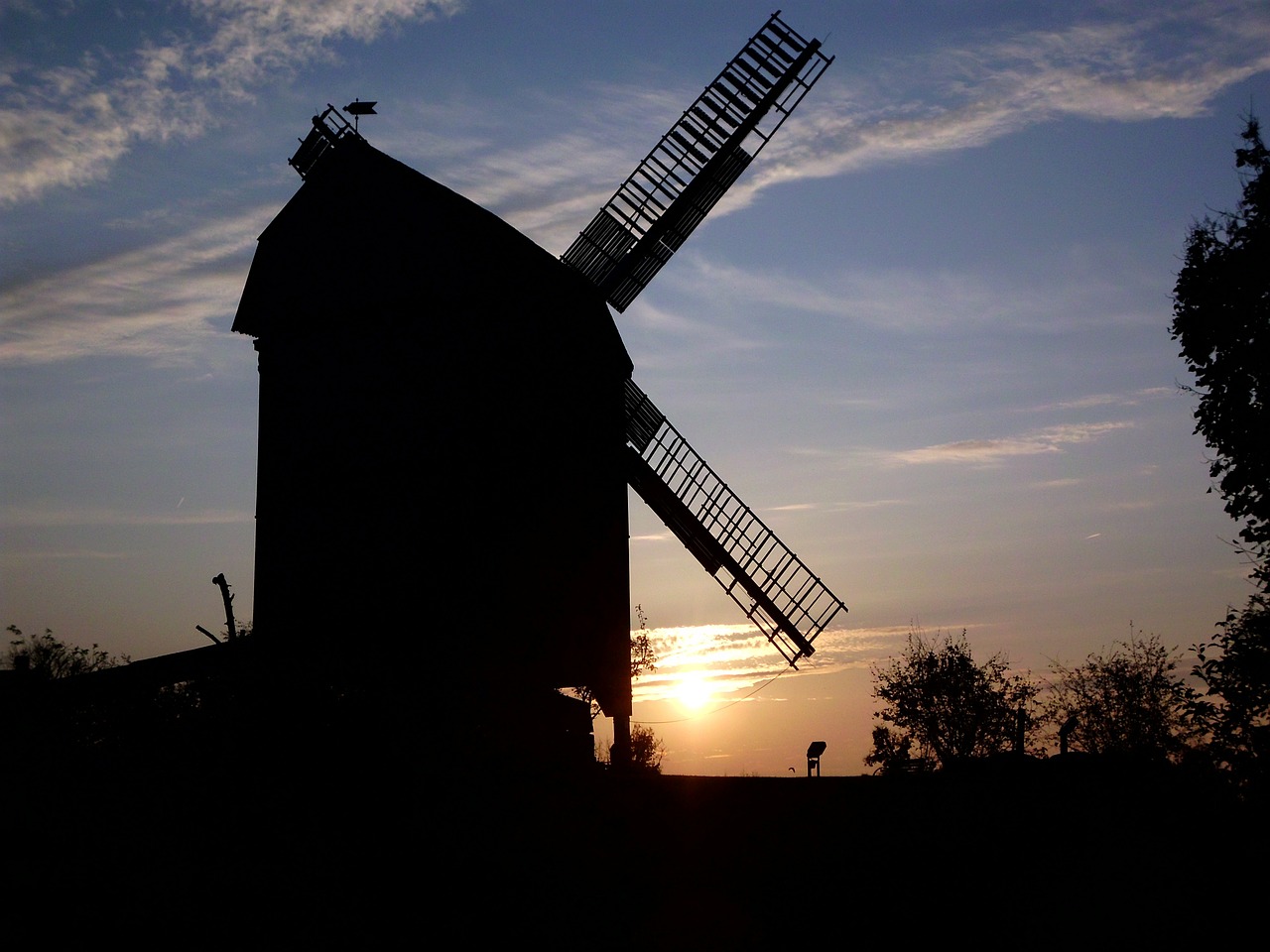 germany sunset windmill free photo