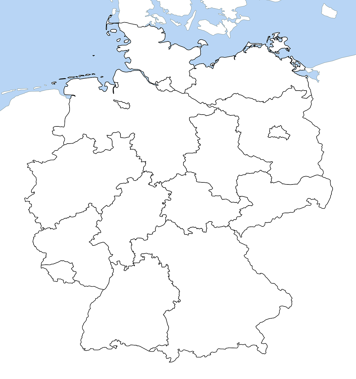 germany map all provinces land borders free photo