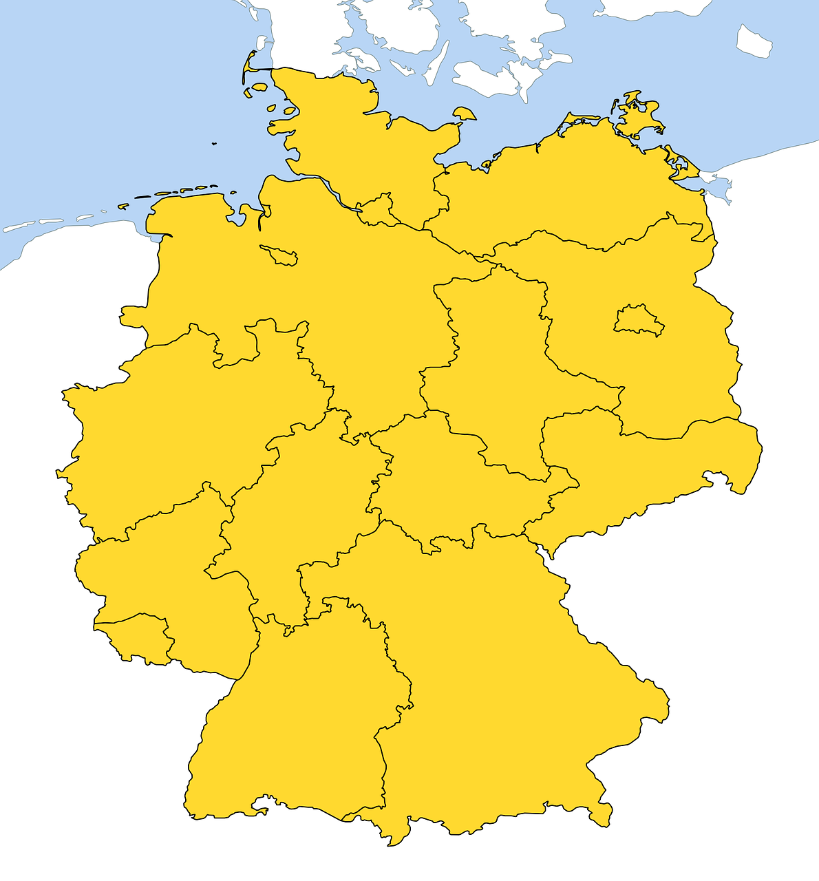 germany map all provinces land borders free photo