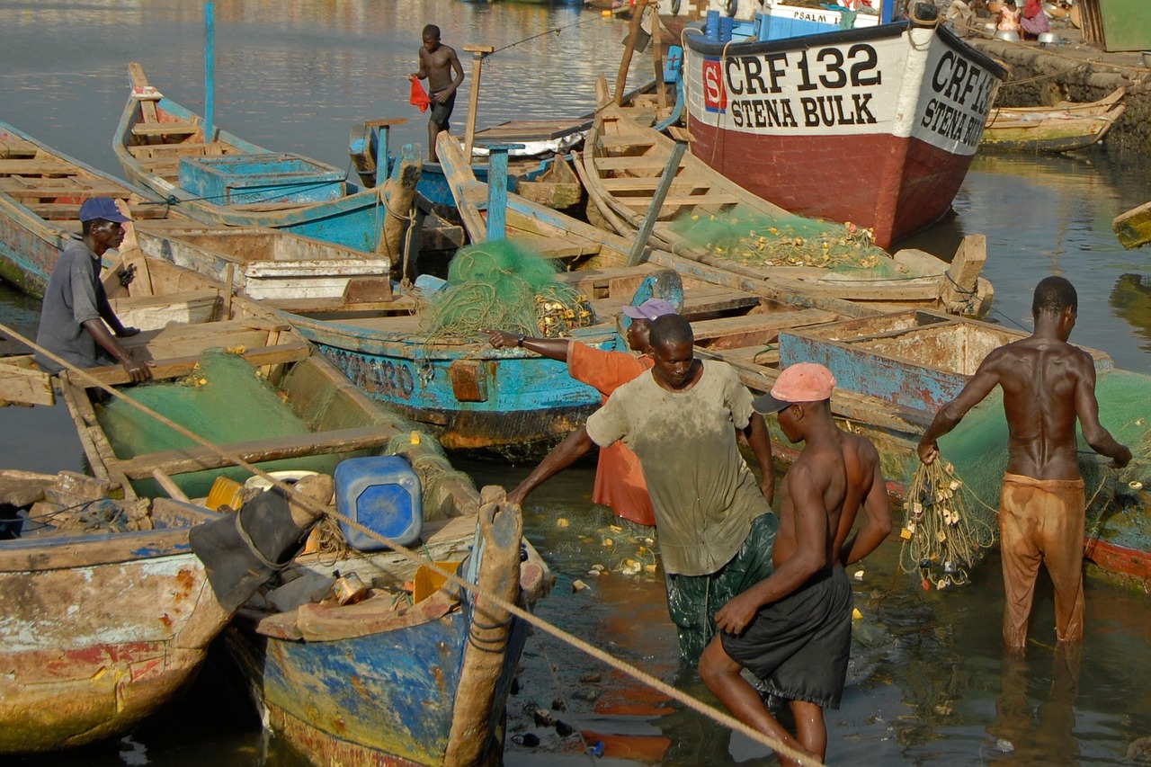 ghana port fishing boat free photo